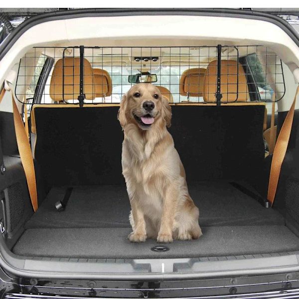 Rootz Dog Guard - Car Universal - Justerbar Trunk Grid Divider - Metall - Svart - (91-152) x 30 cm