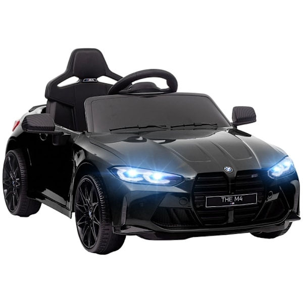 Rootz BMW M4 Kids Elbil - Ride-On Legetøj - Batteridrevet køretøj - Fjernbetjeningsbetjent - Glødende lys - Lyde - Sort - 108cm x 69,5cm x 51cm