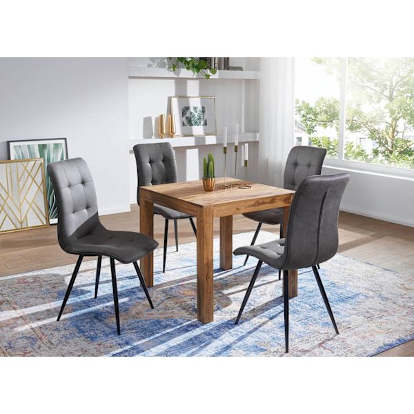 Rootz spisebord massivt træ sheesham 80 cm spisebord træbord design køkkenbord i landlig stil mørkebrun