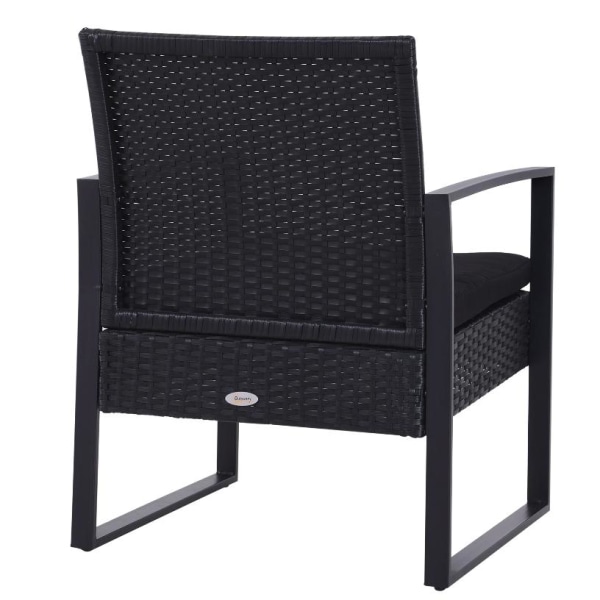 Rootz Havesæt - Siddegruppe - 2 Stole - 1 Bord - 3-delt - Hynder - Polyrattan - Sort