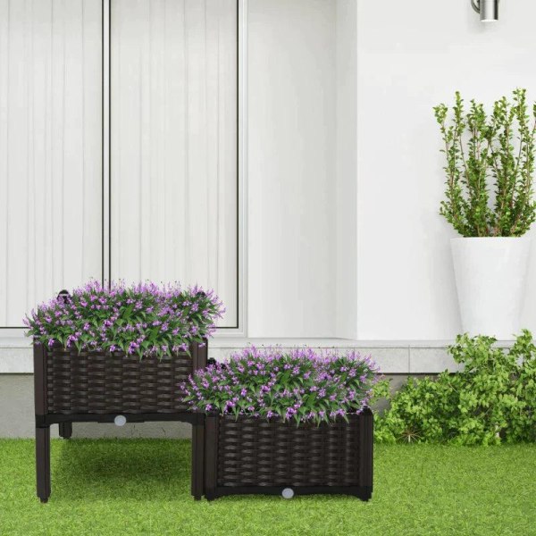 Rootz Garden Planter Box - Upphöjd bädd - Dräneringshål - Blomlåda - Utomhus - Brun - 40 x 40 x 44cm