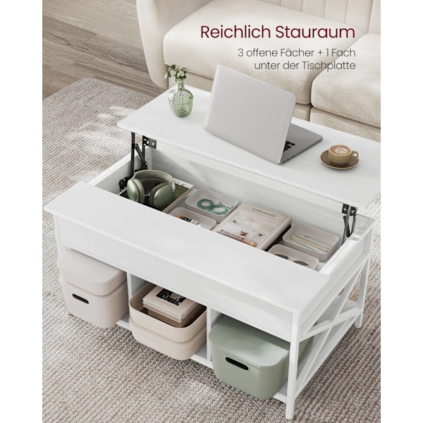 Rootz White Soffbord - Spånskiva Bord - Stålbord - Rymlig yta - Robust konstruktion - Enkel montering - 60cm x 100cm x 62cm