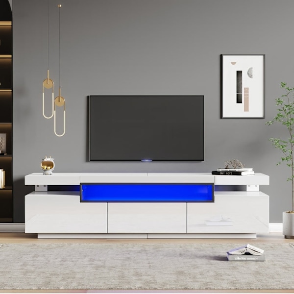 Rootzin korkeakiiltoinen TV-kaappi - Mediakonsoli - Viihdekeskus - LED-valaistus - 160cm x 39cm x 42cm