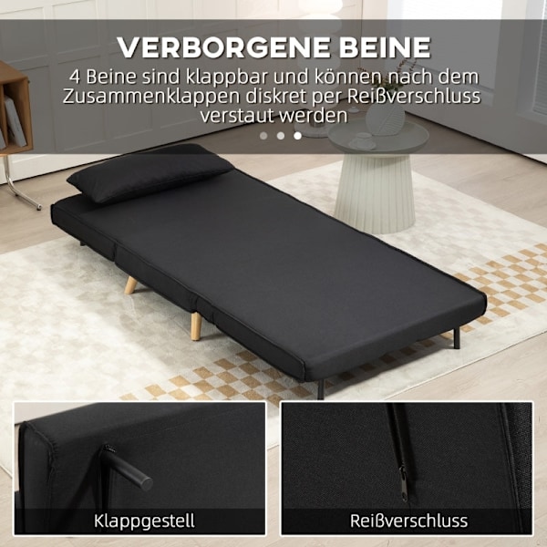 Rootz Sovesofa - Cabriolet sofa - Futon - Blødt stof - Fleksibelt ryglæn - 94 cm x 78 cm x 80 cm - Cremehvid - Nem montering