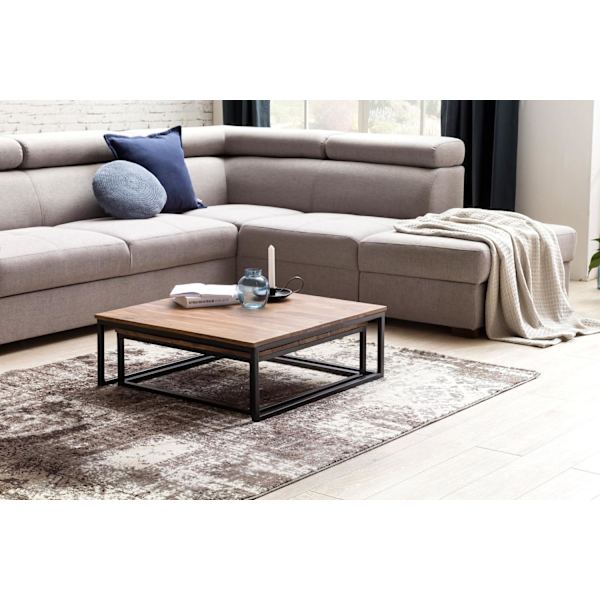 Rootz 2-teilig massivt træ 75 x 75 x 27 cm - Design stuebord Sheesham træ - Stue Loungebord Palisander massiv med metalben
