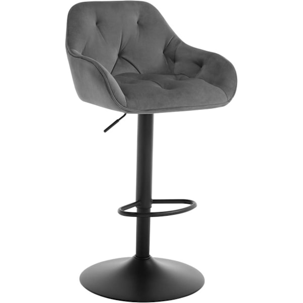 Rootz Barstol - Bordskammel - Drejelig skammel - Åndbar fløjl - Højdejusterbar - 62,5-84 cm - Mørkegrå/sort - 37 cm x 37,5 cm