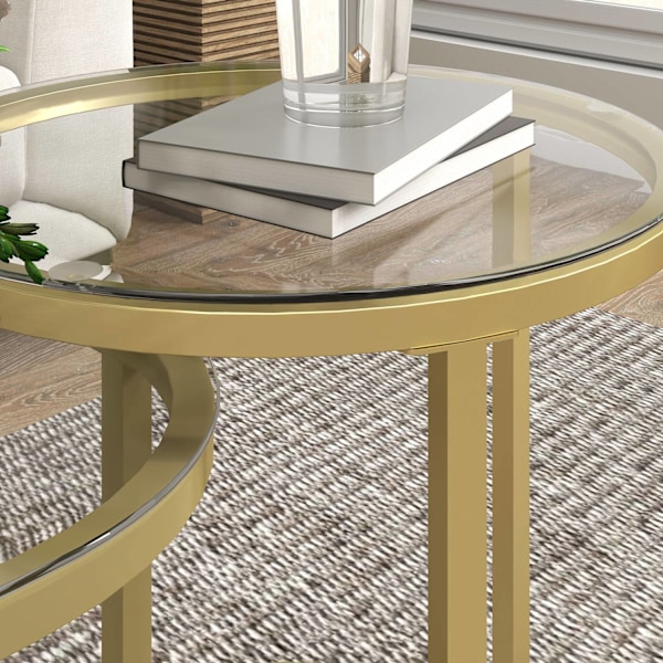 Rootz 2 -stykke sæt sofabord - oval & rund sofabord - Stabelbart borde - Rumbesparende design - Ø50 x 50,5 timer, 60L x 36b x 43,5 timer cm