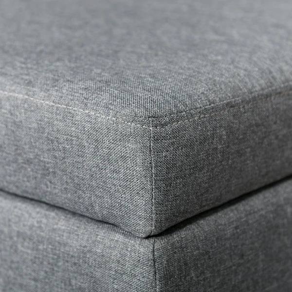 Rootz Bænk - Bænksæde - Stue - Soveværelse - Entré - Linnedlignende polyester - Skum - Mørkegrå + Sort - 107 cm x 50 cm x 44 cm