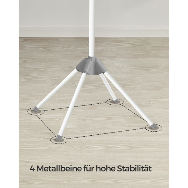 Rootz bærbart grå-hvidt vaskestativ - Vaskestativ - Tørrestativ - Rustfrit stål - Plastik - Letvægts - Kompakt - Nem at folde - 65 cm x 65 cm x 150 cm