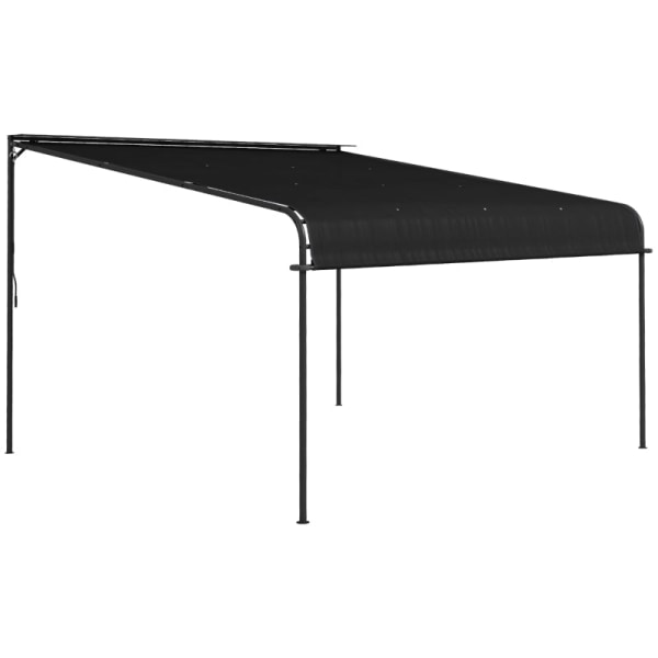 Rootz Pergola - Solskydd - Väderbeständig - Handvev - Justerbart skjuttak - Stål+polyester - Mörkgrå - 396L x 302W x 210/280H cm