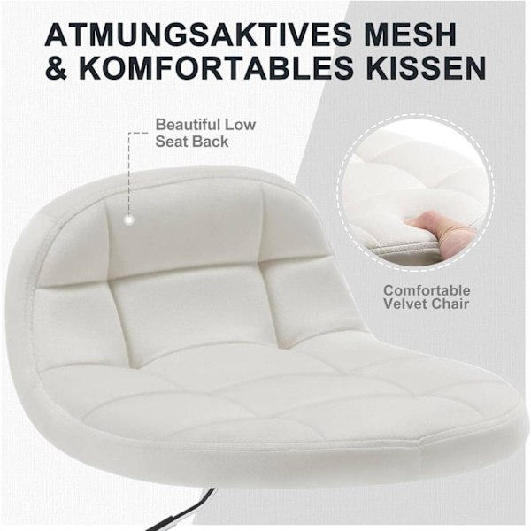 Rootz Velvet Office Pall - Justerbar skrivbordsstol - Vridbar sits - Bekväm, Ergonomisk, Hållbar - 56,5 cm-68 cm x 38 cm x 31 cm