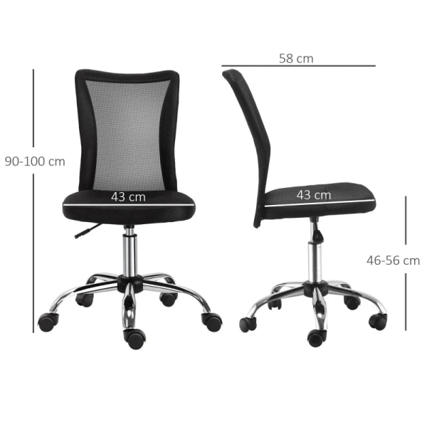 Rootz Kontorstol - Skrivebordsstol - Ergonomisk kontorstol - Højdejusterbar - Mesh - Sort - 43 cm x 58 cm x 100 cm