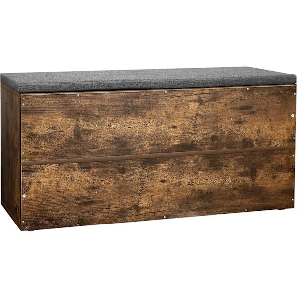 Rootz Skobænk - Skostativ - 10 rum - Industriel - Polstring - Brun - Grå - 104 x 30 x 48 cm