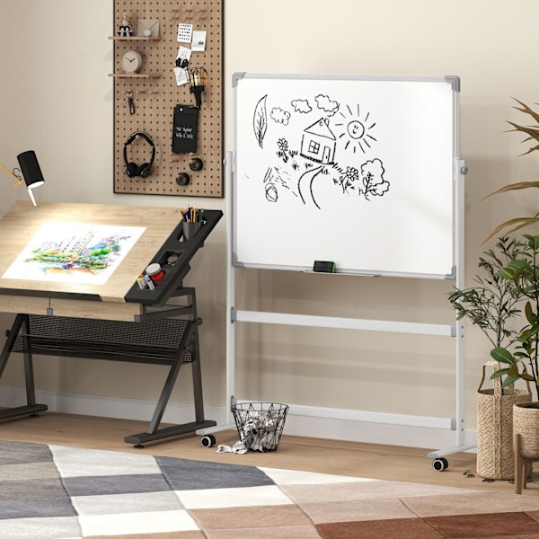 Rootz Mobile Magnet Whiteboard - Rotertable Teaching Board - Writing Display - 360 ° Flexibilitet - 120 x 90 cm