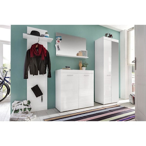 Rootz Wardrobe Cabinet - Stylish Closet Ensemble - White Gloss - Ample Storage - Modern Design - 233x195x38cm