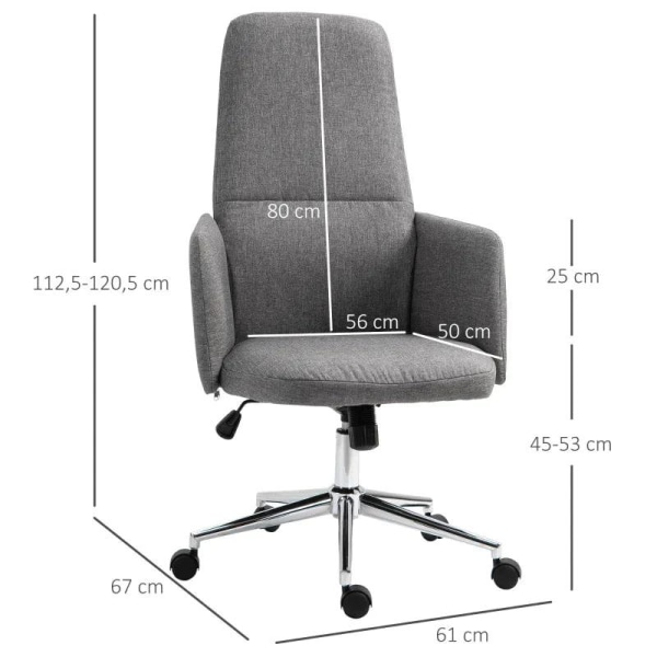 Rootz Kontorstol - Ergonomisk kontorstol - Drejestol - Vippefunktion - Armlæn - Grå - 61 x 67 x 112,5-120,5 cm