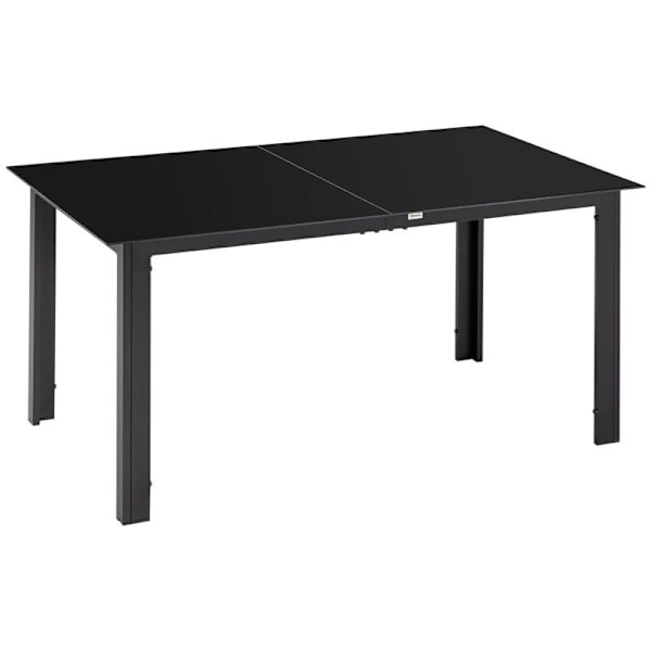Rootz Havebord - 6 personers - Vejrbestandig - Hærdet glas - Terrassebord - Sort - 150 cm x 90 cm x 74 cm
