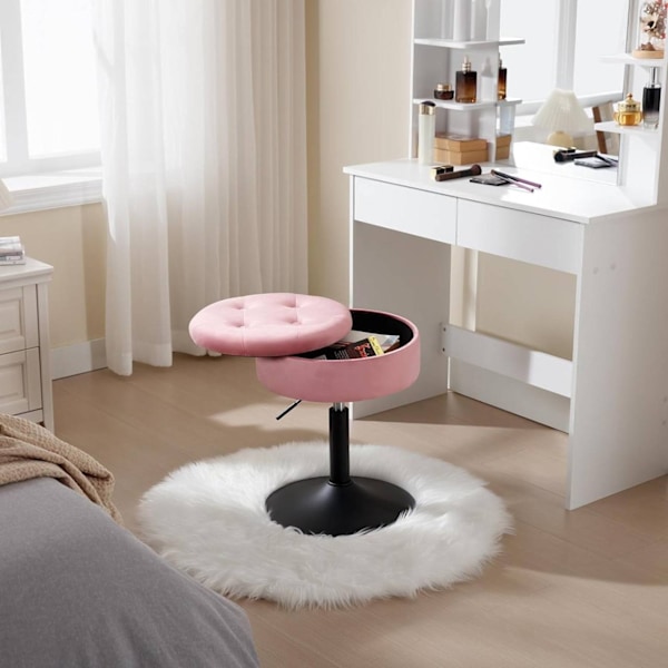 Rootz justerbar barpall i sammet - Bänkpall - Snurrstol - Slitstark metallram - Multifunktionell med förvaring - Modern design - 39,5 cm Sittdiameter,