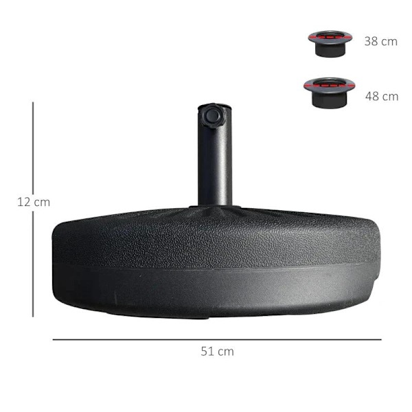 Rootz Parasol - Parasolstativ til parasol - Parasolstænger - Parasolbund til haveterrasse Balkon - Cement - Sort - Ø51 x 12H cm
