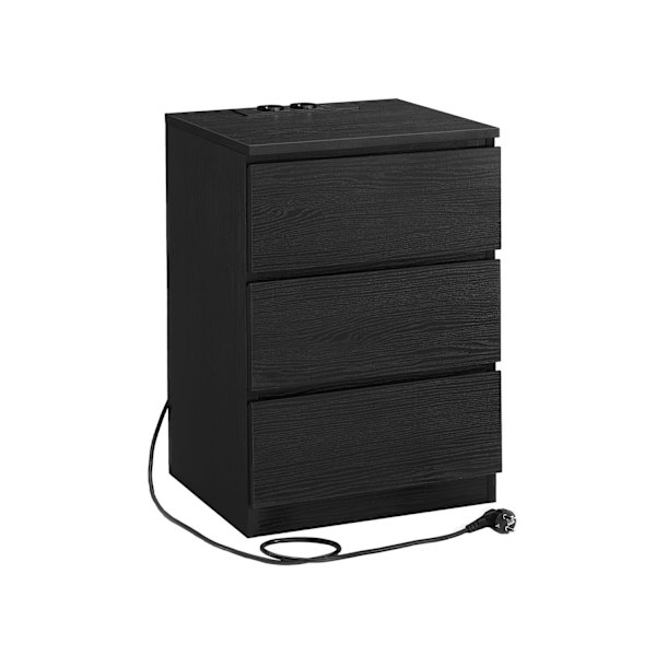 Rootz sidebord med 3 skuffer - Natbord - Natbord - Moderne design - Ibenholts sort finish - 45cm x 40cm x 60cm