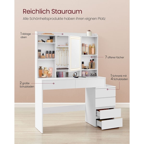 Rootz Sminkbord med LED-lampor - Sminkbord - Sminkbord - Modernt - Molnvitt - 120cm x 60cm x 75cm