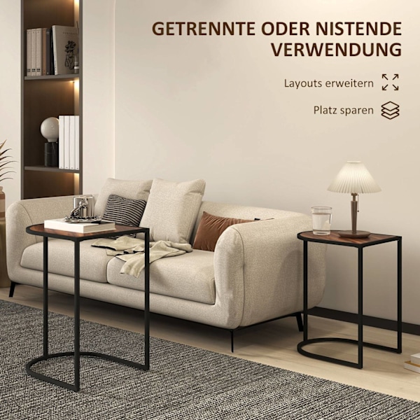 Rootz 2 -stykke sofabord sæt - sideborde - natkonsoller - metalramme - rumbesparende - 45x38x58 cm & 41x32x52cm