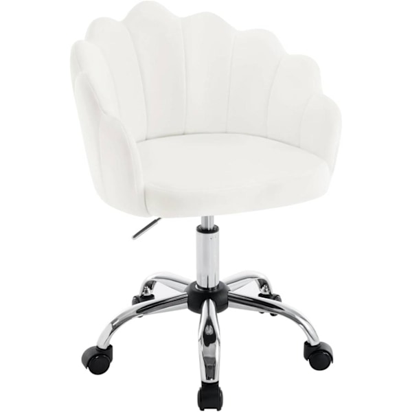 Rootz Petal Design Kontorstol - Velvet Swivel Chair - Ergonomisk lænestol - Justerbar højde - 41cm x 37,5cm - Beige/Pink/Light Grey