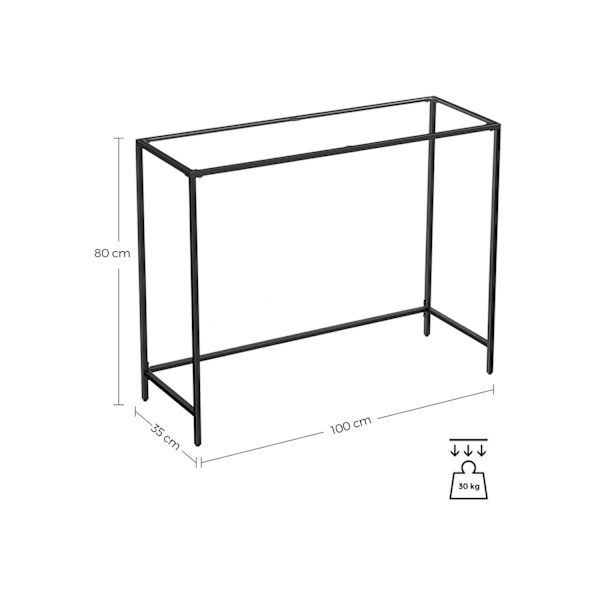 Rootz Konsolbord - Svart metallglas - Entrébord - Soffbord - Modern design - 100cm x 35cm x 80cm