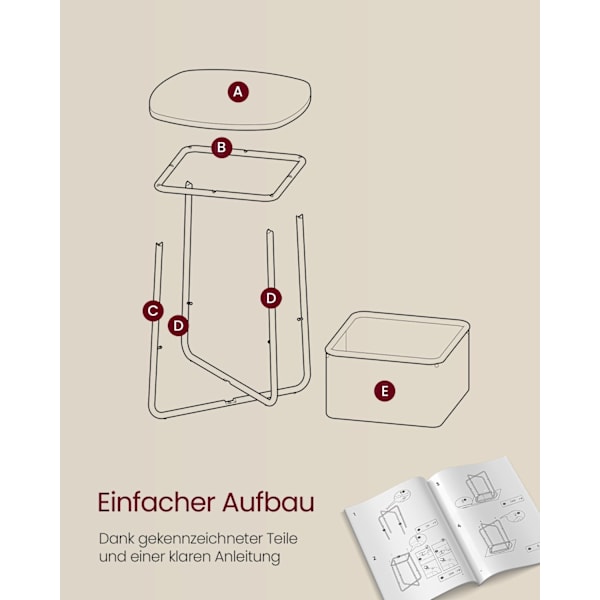 Rootz sidebord - endebord - natbord - spånplade stål polyester - 40 cm x 40 cm x 50 cm - mat hvid kamelbrun