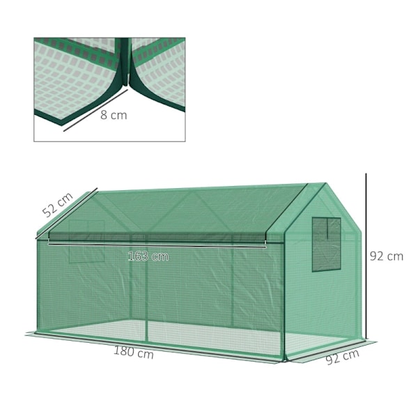 Rootz Polytunnel Växthus - Miniväxthus - Växttunnel - Köldskydd - 180cm x 92cm x 92cm