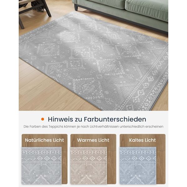 Rootz Boho -tæppe - Fluffy Rug - Soft Mat - Hyggelig komfort - 160 cm x 230 cm - Grå