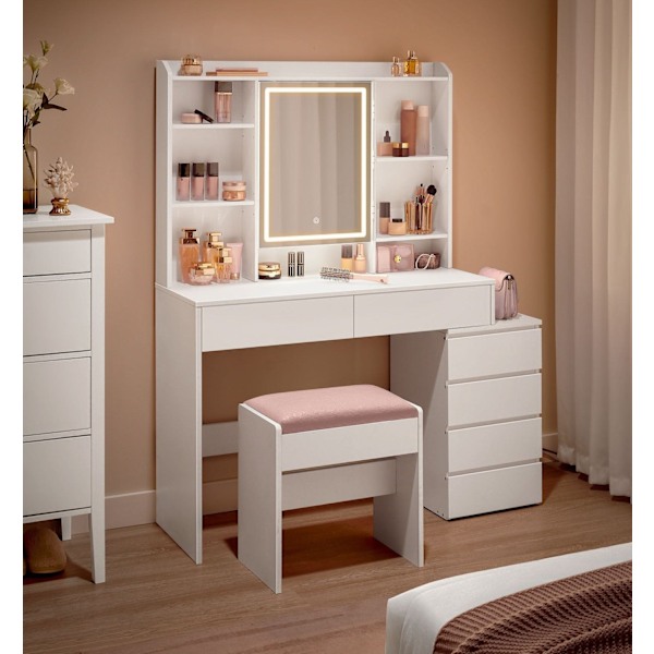 Rootz Sminkbord med LED-lampor - Sminkbord - Sminkbord - Modernt - Molnvitt - 120cm x 60cm x 75cm