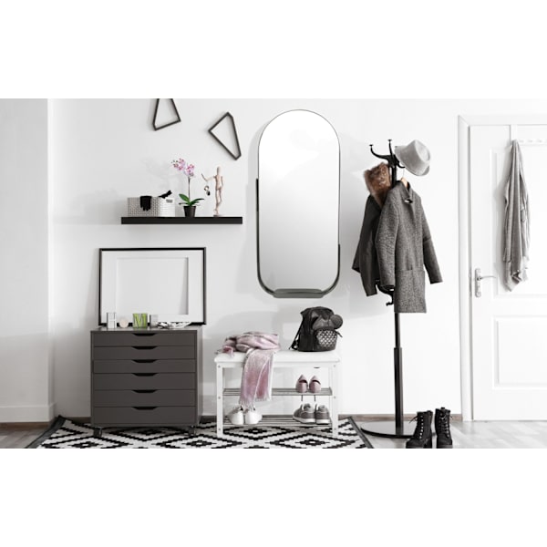 Rootzin soikea seinäpeili - moderni sisustus - nykyaikainen peili - käsintehty - 51 cm x 114 cm x 8 cm - musta rautakehys - lasipinta
