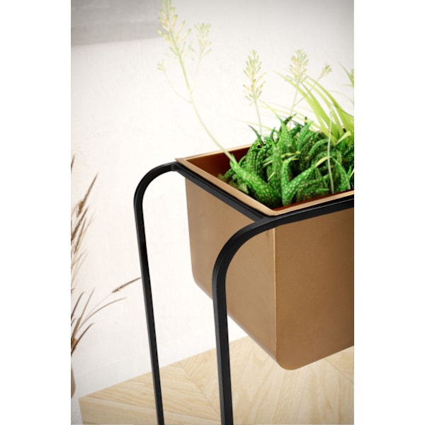 Rootz Modern Design Rektangulær Plantepotte - Sort & Guld Plantekasse - Elegant og funktionel indendørs planteholder - 60 cm x 60 cm x 24 cm - Håndlav