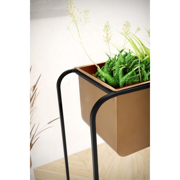 Rootz Modern Design rektangulär växtkruka - Svart & Guld kruka -