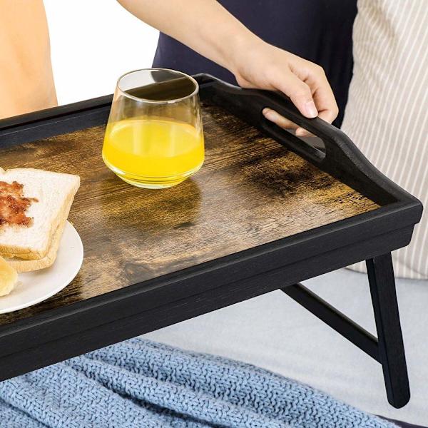 Rootz Sängbricka - Sängbricka med hopfällbara ben av bambu - Frukostbricka - Sängbord - Hopfällbar sängbricka - Sängbricka för bärbar dator - Sängbric