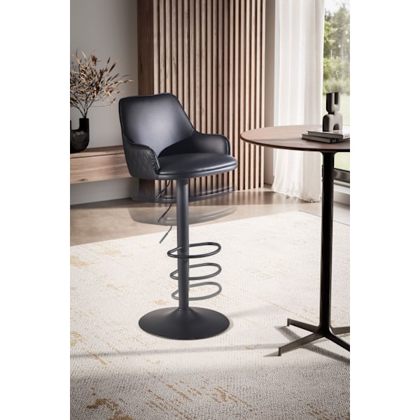 Rootz Modern Design Barpall - Bänkpall - Svängbar pall - Diamantquiltning - 45cm x 86-106cm x 45cm - Svart - 360° rotation - Metallbas - Fotstöd - 100
