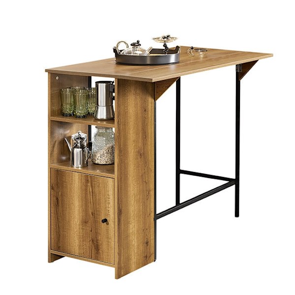 Rootz Udvidbart Barbord - Køkkenbord - Spisebord - Industrielt design - Opbevaringsplads - Stabile og justerbare fødder - 120 cm x 95 cm x 63 cm