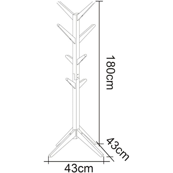 Rootz Tøjstativ - Stående knagerække - Garderobestativ - Massivt træ - Robust - Pladsbesparende - 180 cm x 43 cm x 43 cm