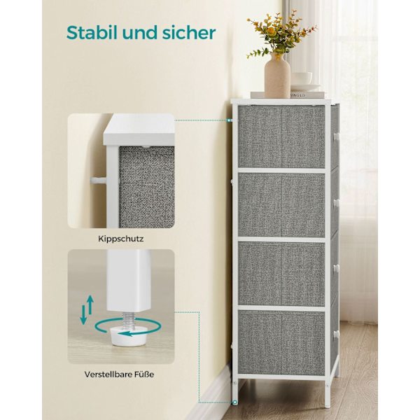 Rootz Opbevaringsskab - Organizer - Spånpladestål - Ikke-vævet stof - Letvægts - Rummelig - Robust - 30 cm x 45 cm x 91,7 cm