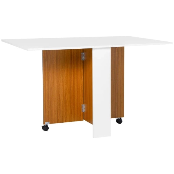Rootz utdragbart matbord - Fällbart bord - Mobilt Modern Design - Smidigt - Löpande - Spånskiva - Teak - Vit - 120cm X 80cm X 73cm