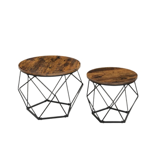 Rootz 2 Set sofaborde - Vintage sofaborde - Træspanelborde - Robust stålramme - 50 cm x 40 cm og 40 cm x 36 cm