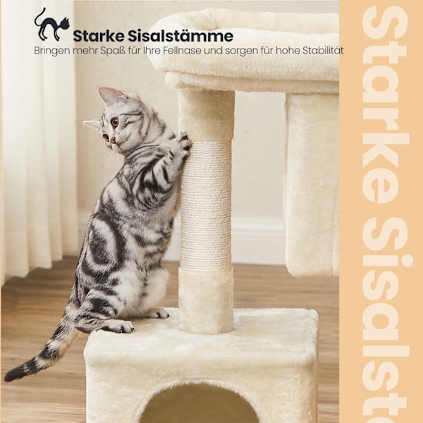 Rootz Cat Tree til store katte - Scratching Post - Luxury Cat Tower - Sisal Rope - 60 cm x 40 cm x 84 cm