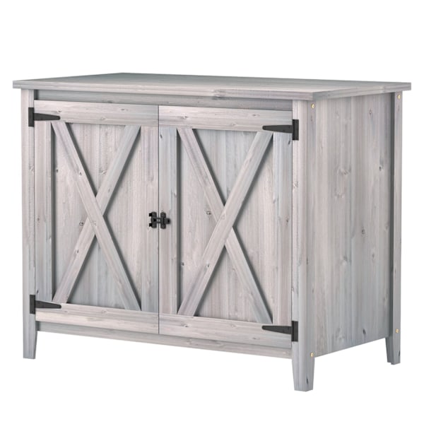 Rootz Wooden Garden Cabinet - Udendørs opbevaringsenhed - Vejrbestandigt værktøjsskur - Barn Design - Grå - 110 cm x 60 cm x 88,5 cm