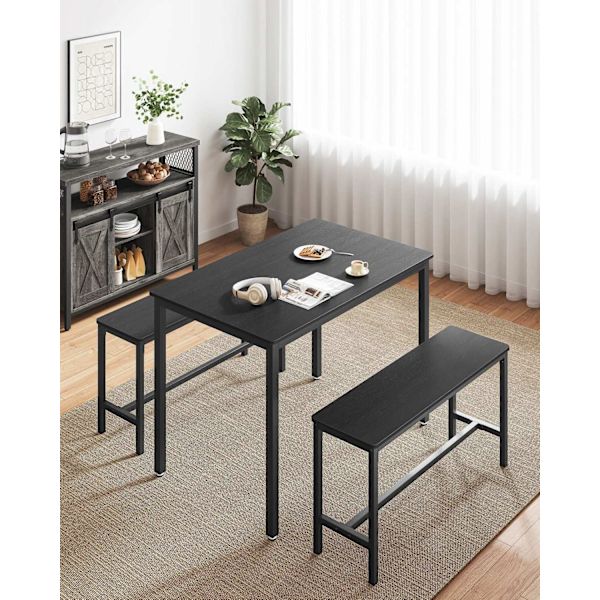 Rootz Matbordsset - Spånbord - Stålbänk - Modernt - 70cm x 110cm x 75cm