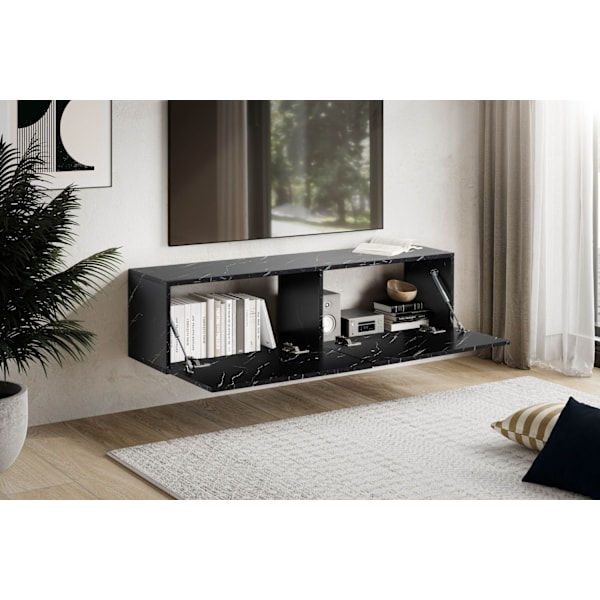 Rootz seinälle kiinnitettävä TV-kaappi - Mediakonsoli - Viihdeyksikkö - Naarmuuntumaton - 120cm x 30cm x 30cm - MDF marmorilla