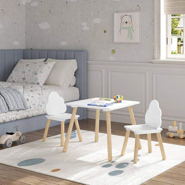 Rootz 3-delade sittplatser för barn - Montessoribord och stolar - Molnformat ryggstöd - Säkerhetsfunktioner - Utrymmesbesparande design - 50 cm x 44 c