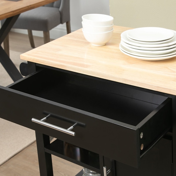 Rootz Kitchen Trolley With Wheels - Servering Trolley - Storage Cart - Easy Mobility - 69W X 48D X 89H CM