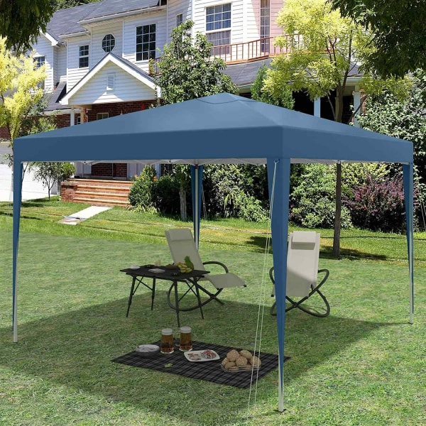 Rootz Gazebo Pop-Up-tält - Vattentät pagod - Solskyddstak - Robust och stabil, UV- och regnbeständig, Enkel installation - 3 x 3 m Blå