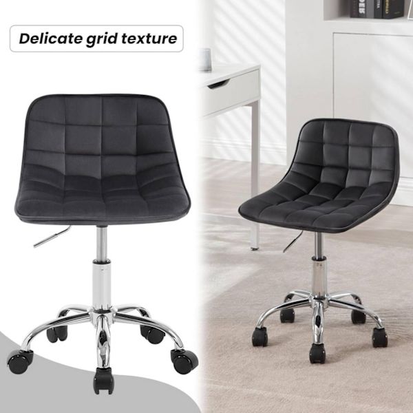 Rootz kontorspall - Ergonomisk arbetsstol - Snurrstol - Sammetskomfort - Justerbar höjd - Hållbar konstruktion - 43cm x 60-67,5cm x 50cm